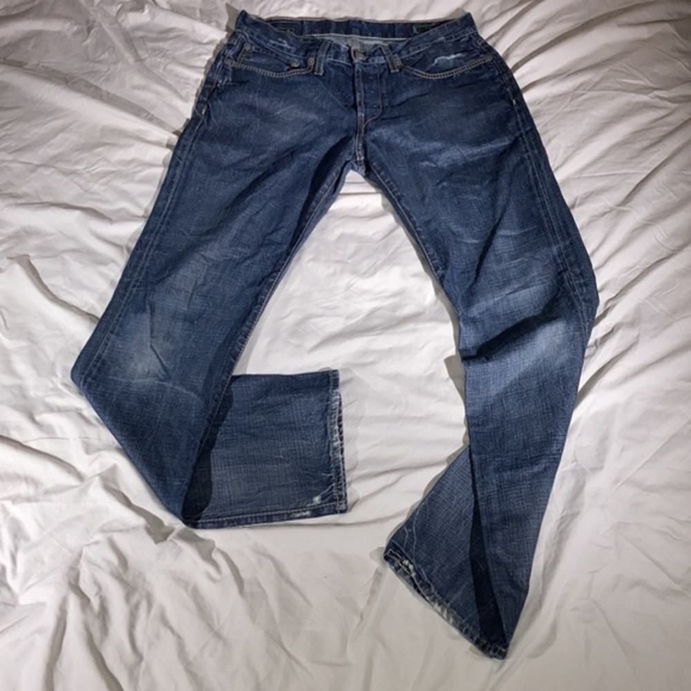 Luxury For The People & Commonwealth Evan Faded Straight Leg Mens Blue Jeans